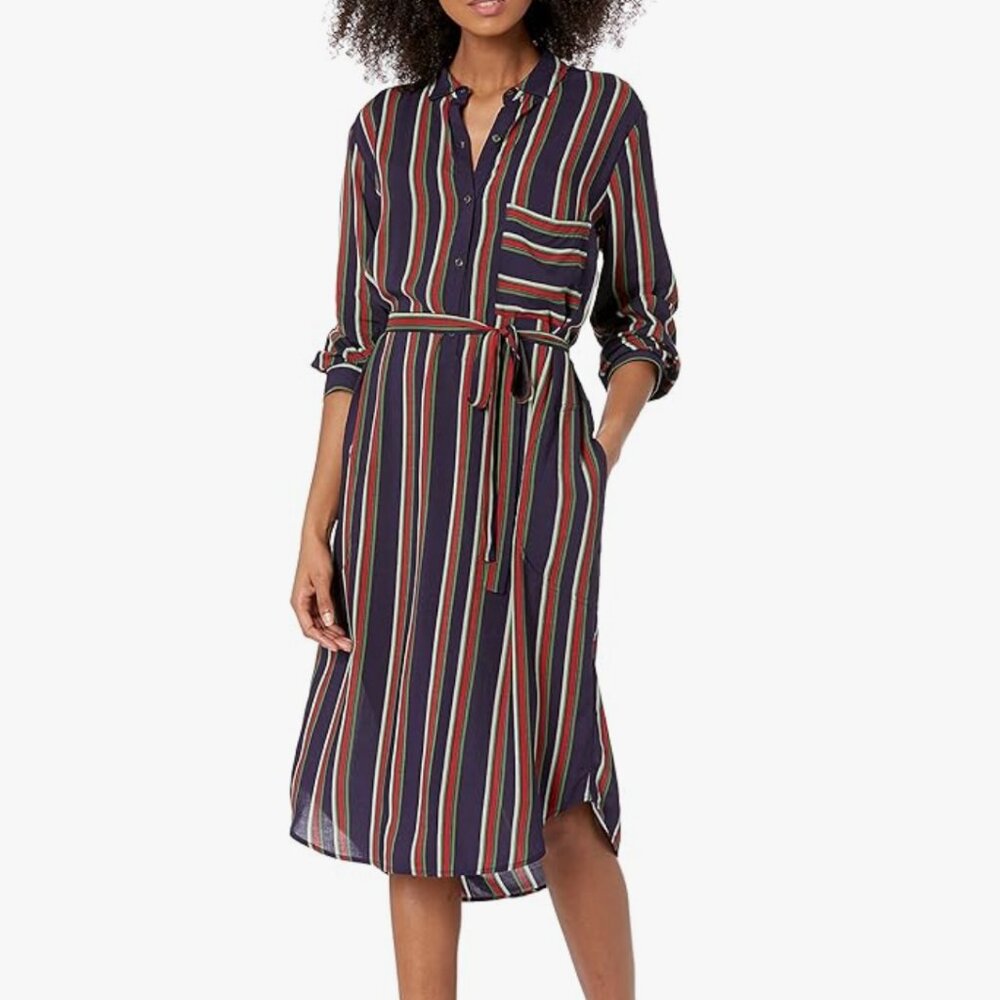 Velvet by Graham & Spencer Women's Pero School Stripe Challis Dress Size XL
